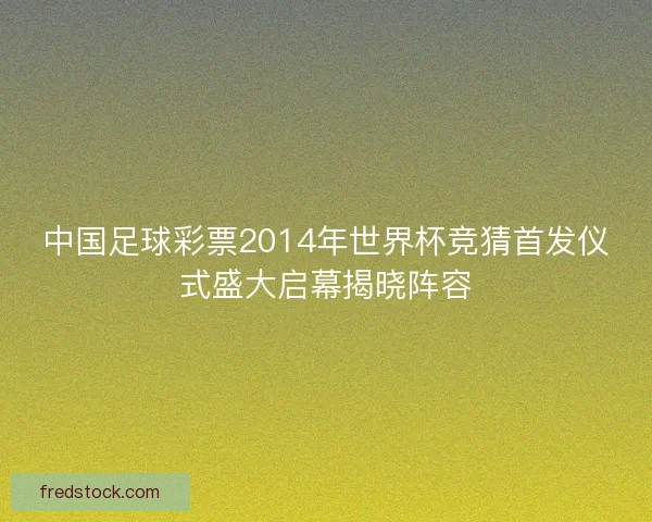 中国足球彩票2014年世界杯竞猜首发仪式盛大启幕揭晓阵容