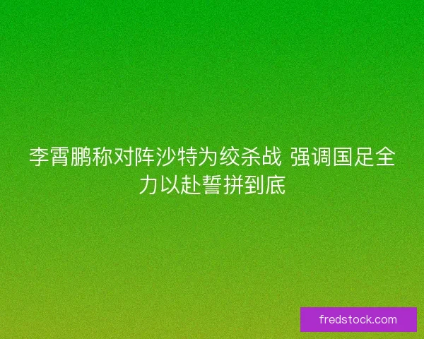 李霄鹏称对阵沙特为绞杀战 强调国足全力以赴誓拼到底