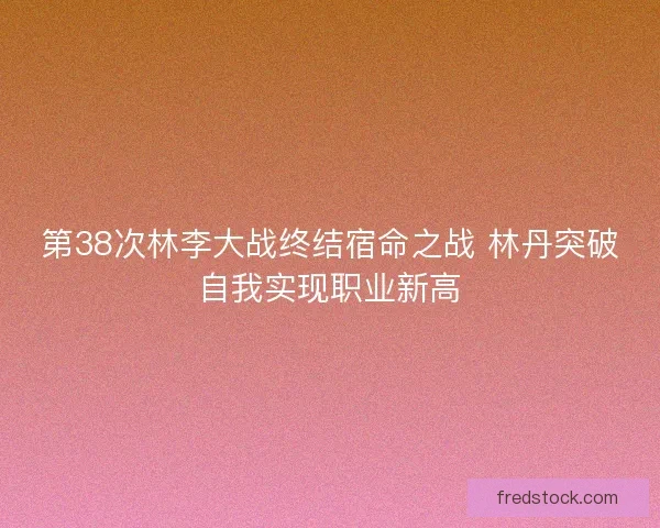 第38次林李大战终结宿命之战 林丹突破自我实现职业新高